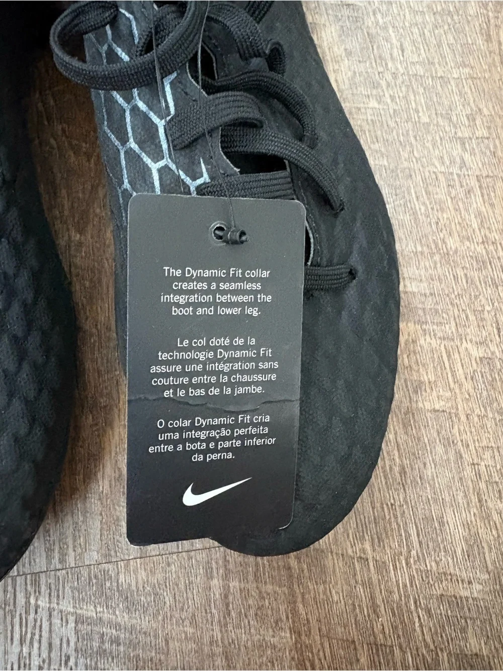 Men's Black High-Top Soccer Cleats with Hex Pattern (no metal points)